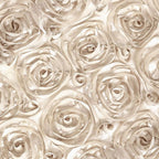 Satin 120" Round Tablecloth Beige - Grandiose 3D Rosette with Seamless Finish Table Cover