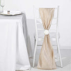 5 Pack Taffeta 6"x106" Chair Sashes Beige Accordion Crinkle Texture - Stylish Decor for Weddings & Gatherings
