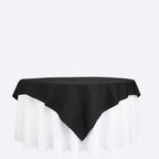 100% Cotton 70"x70" Table Overlay Square Tablecloth Black Linen - Soft & Breathable Fabric Table Topper