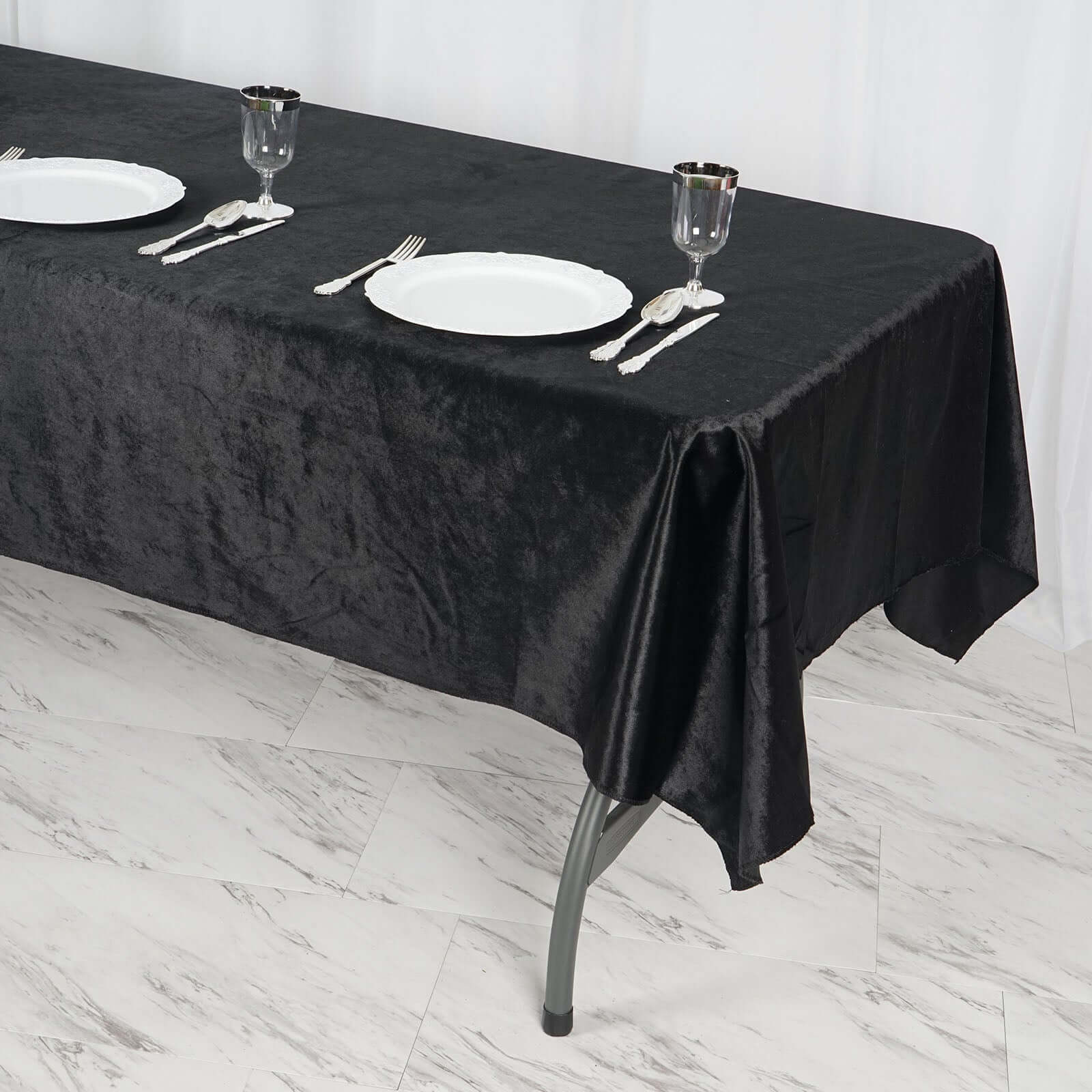 Premium Velvet 60"x102" Rectangle Tablecloth Black - Reusable & Soft Table Cover for Stylish Events