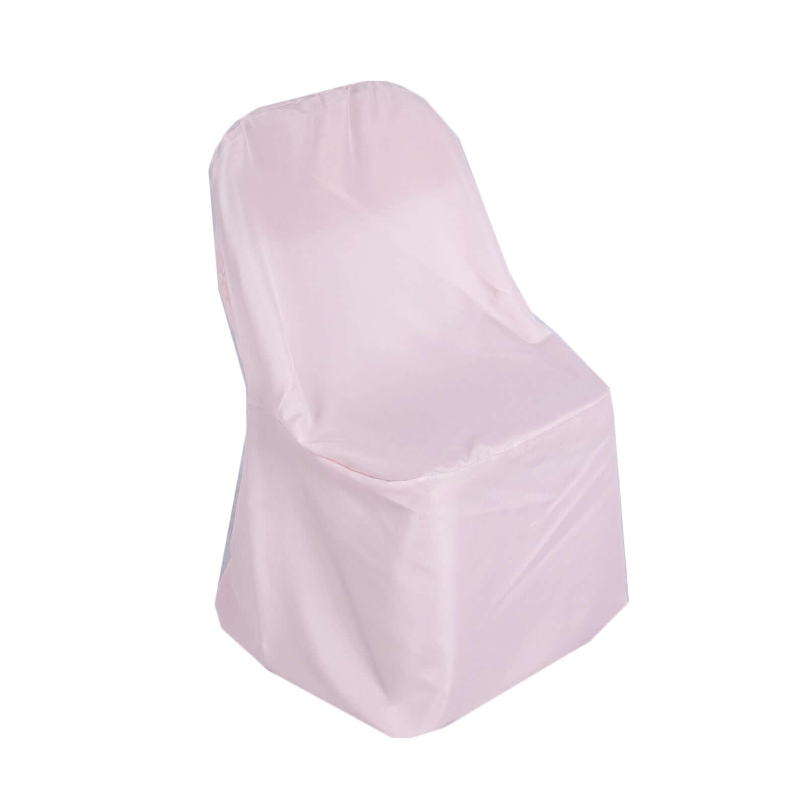 Polyester Slip On Folding Chair Covers Blush - Stain-Resistant Reusable Durable Fabric