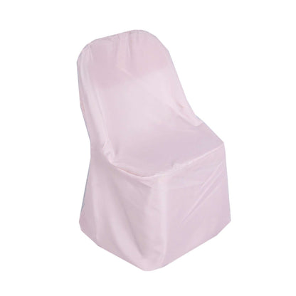 Polyester Slip On Folding Chair Covers Blush - Stain-Resistant Reusable Durable Fabric