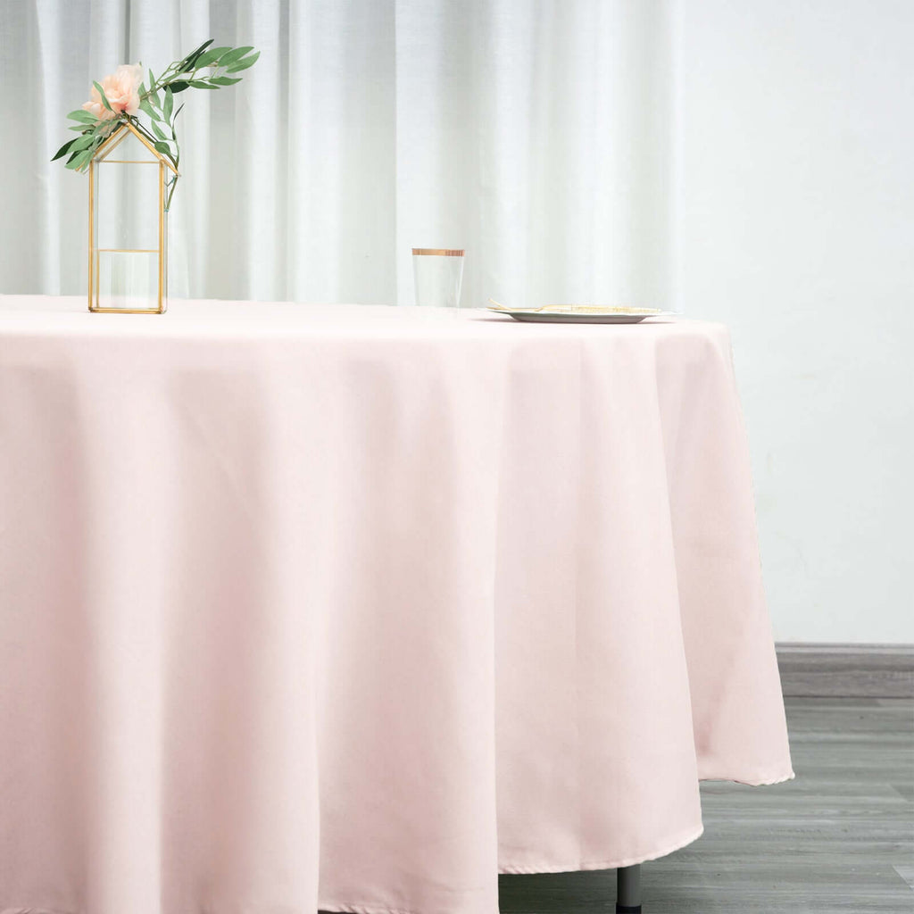 Polyester 108" Round Tablecloth Blush - Wrinkle-Resistant Table Cover