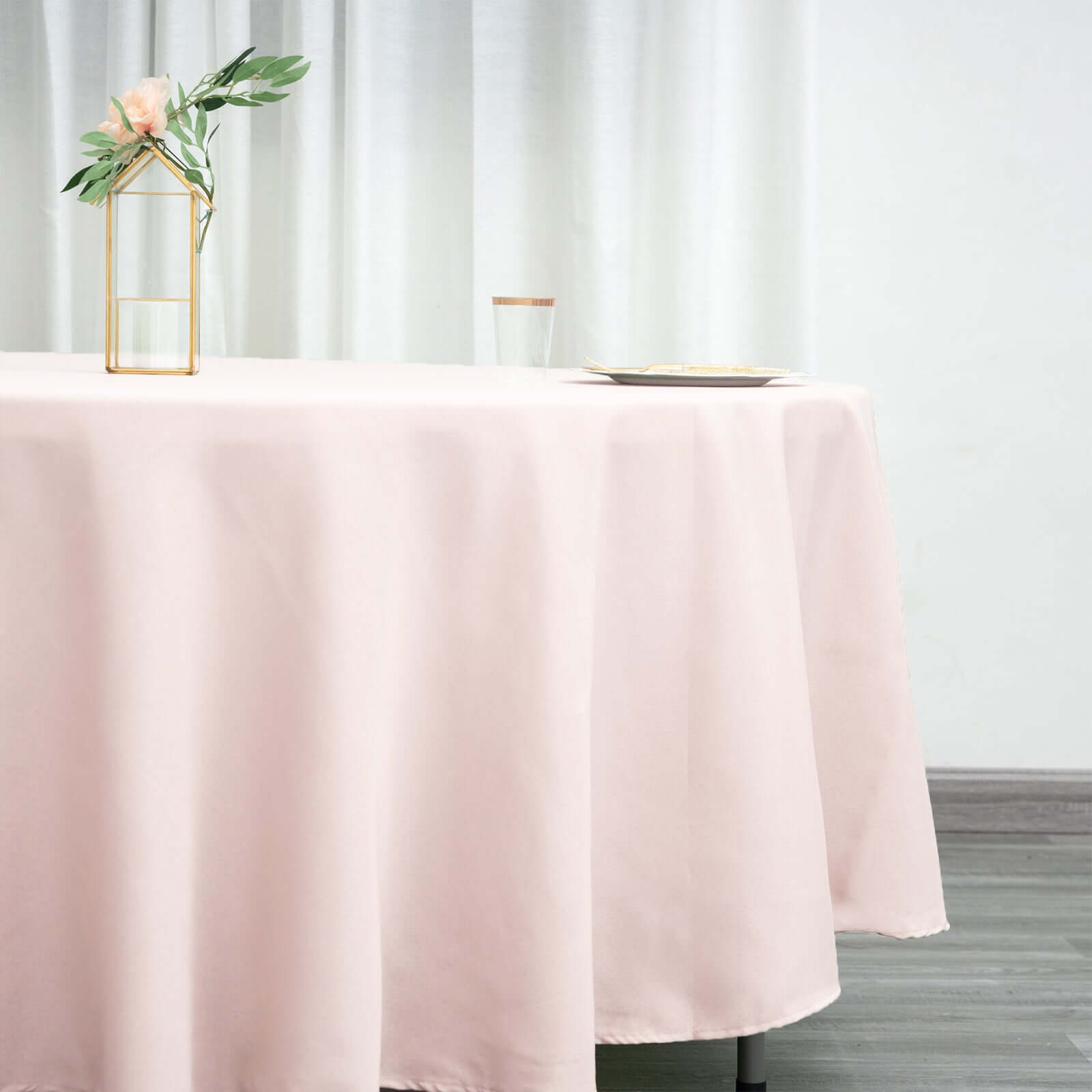 Polyester 108" Round Tablecloth Blush - Wrinkle-Resistant Table Cover