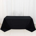 100% Cotton 90"x132" Rectangle Tablecloth Black Linen - Seamless, Soft & Breathable Table Cover