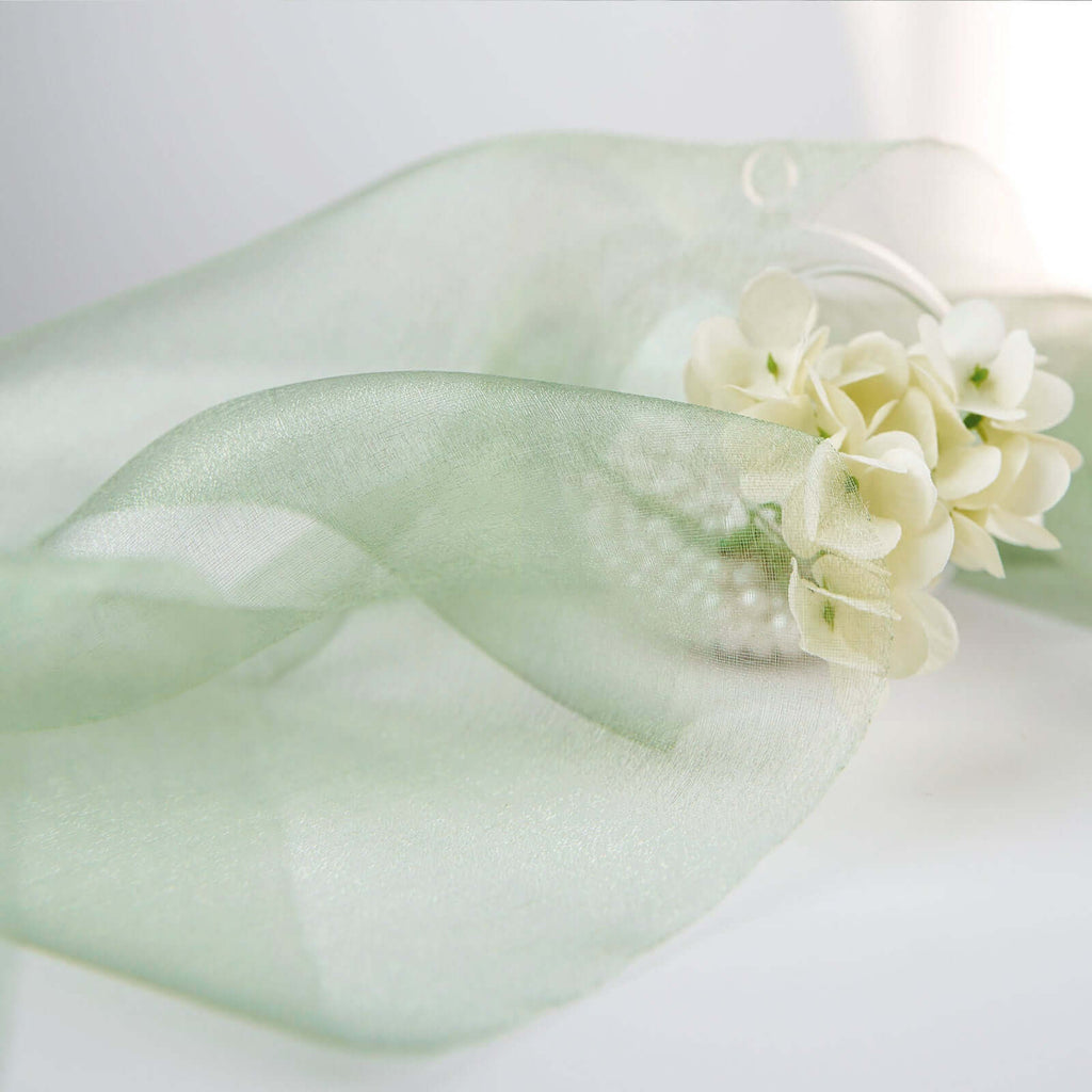 12"x10yd Sage Green Sheer Chiffon Fabric Bolt, DIY Voile Drapery Fabric