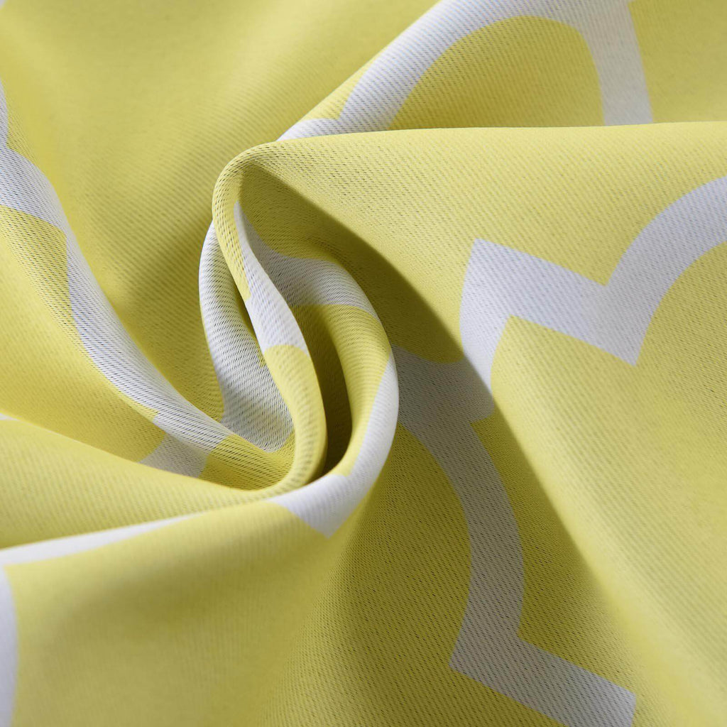 2 Pack White Yellow Lattice Room Darkening Blackout Curtain Panels With Grommet, Trellis Insulated Curtains 52"x96" - Clearance SALE
