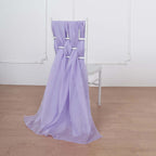 5 Pack Chiffon Chair Sashes Lavender Lilac - Soft & Lightweight Designer Chair Bows 22"x78"