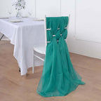 5 Pack Chiffon Chair Sashes Turquoise - Soft & Lightweight Designer Chair Bows 22"x78"