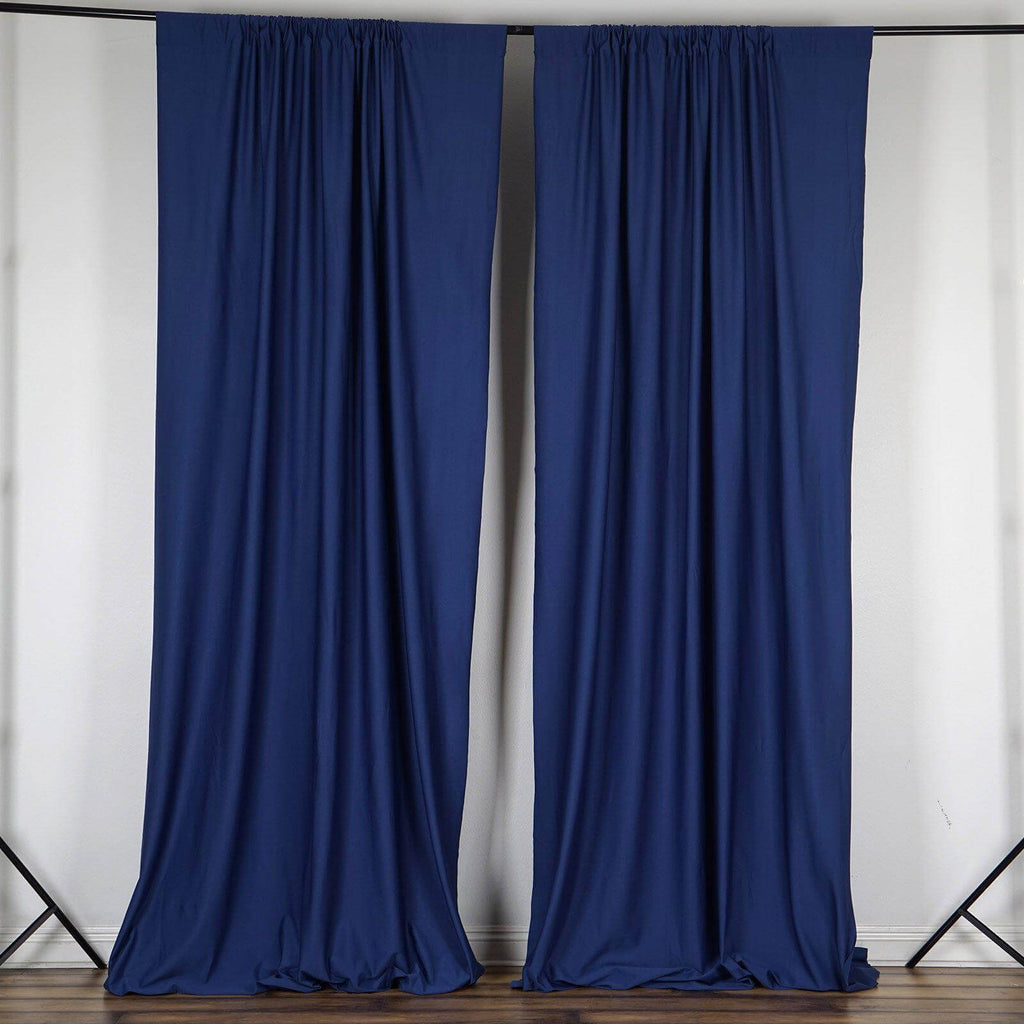 2 Pack Navy Blue Scuba Polyester Event Curtain Drapes, Durable Flame Resistant Backdrop Event Panels Wrinkle Free with Rod Pockets - 10ftx10ft
