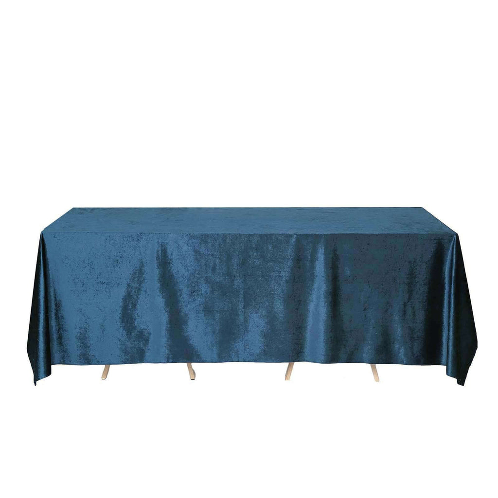 Premium Velvet 90"x132" Rectangle Tablecloth Navy Blue - Reusable Soft & Seamless Table Cover