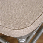 Natural Burlap Chair Cushion with Soft 2" Thick Pad and Ties - Rustic Removable Cover for Chiavari Chairs