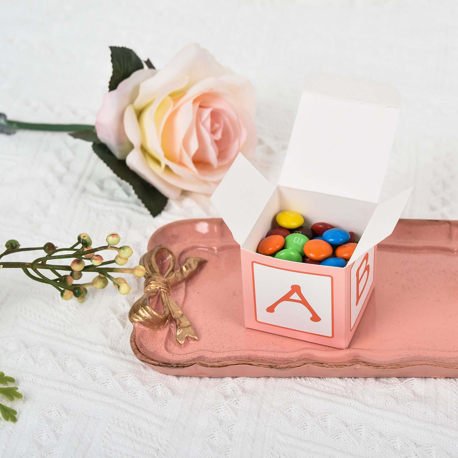 25 Pack 2" Pink Baby Shower Party Favor Candy Gift Boxes