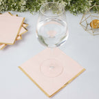 50-Pack Paper Beverage Napkins with Gold Foil Edge Blush - Disposable 2 Ply Cocktail Napkins for Events 6.5"x6.5"