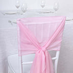 5 Pack Chiffon Chair Sashes Pink - Soft & Lightweight Designer Chair Bows 22"x78"