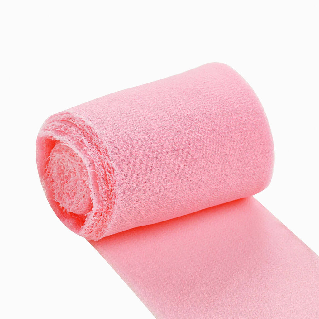 2 Pack 6yd Pink Silk-Like Chiffon Linen Ribbon Roll For Bouquets, Wedding Invitations Gift Wrapping