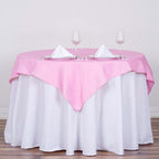 Polyester 54"x54" Table Overlay Square Tablecloth Pink - Wrinkle-Resistant & Durable Table Cover
