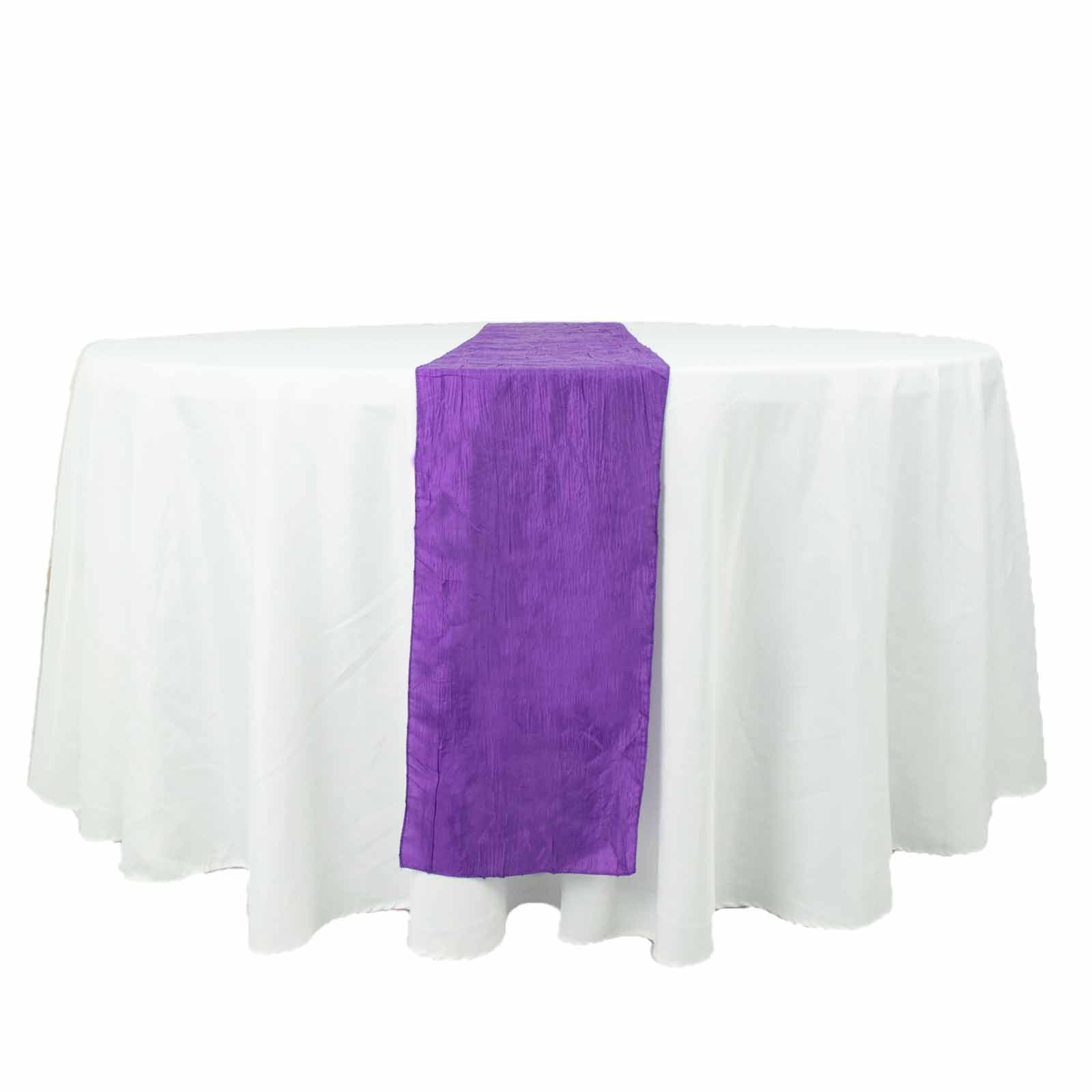 Taffeta 12"x108" Table Runner Purple - Accordion Crinkle Design