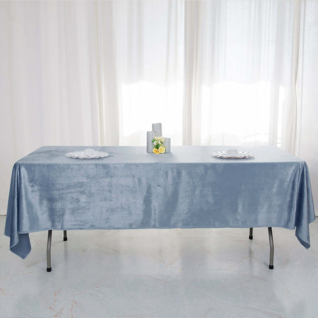 Premium Velvet 60"x102" Rectangle Tablecloth Dusty Blue - Reusable & Soft Table Cover