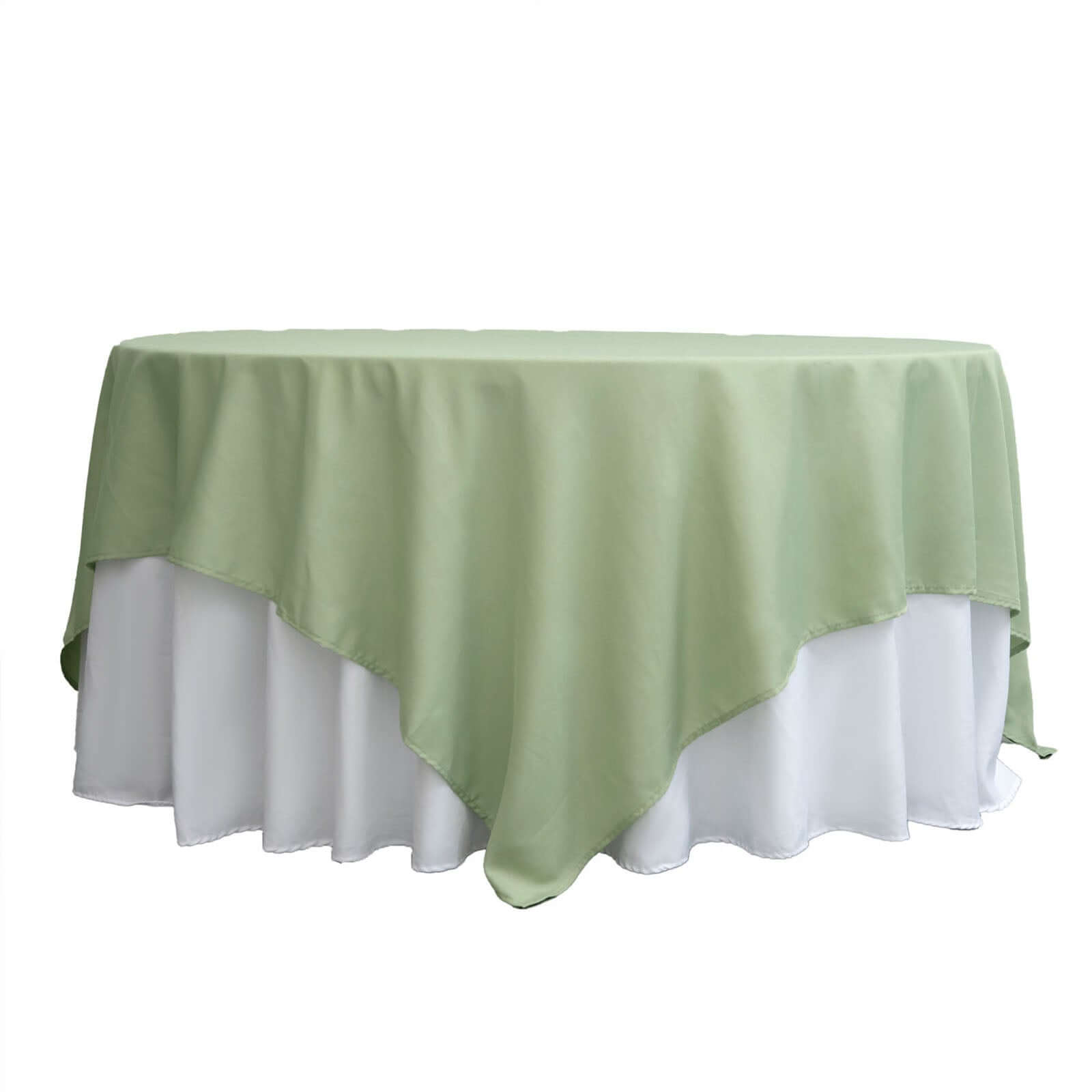 Polyester 90"x90" Table Overlay Square Tablecloth Sage Green - Wrinkle-Resistant & Durable Table Cover