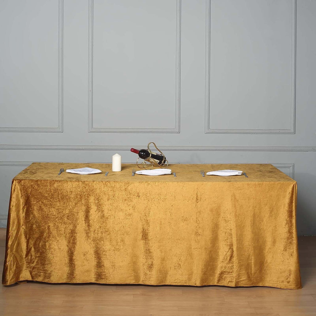 Premium Velvet 90"x156" Rectangle Tablecloth Gold - Reusable Soft & Stylish Seamless Table Cover for Sophisticated Weddings & Events