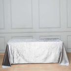 Premium Velvet 90"x132" Rectangle Tablecloth Silver - Reusable Soft & Seamless Table Cover