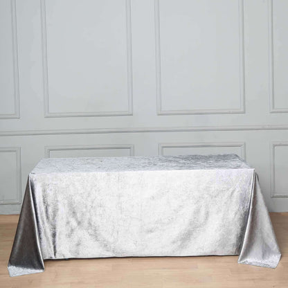 Premium Velvet 90"x132" Rectangle Tablecloth Silver - Reusable Soft & Seamless Table Cover