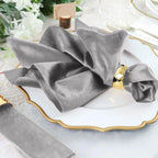 5 Pack Premium Velvet 20"x20" Napkins Silver - Soft Sheen Finish Cloth Napkins