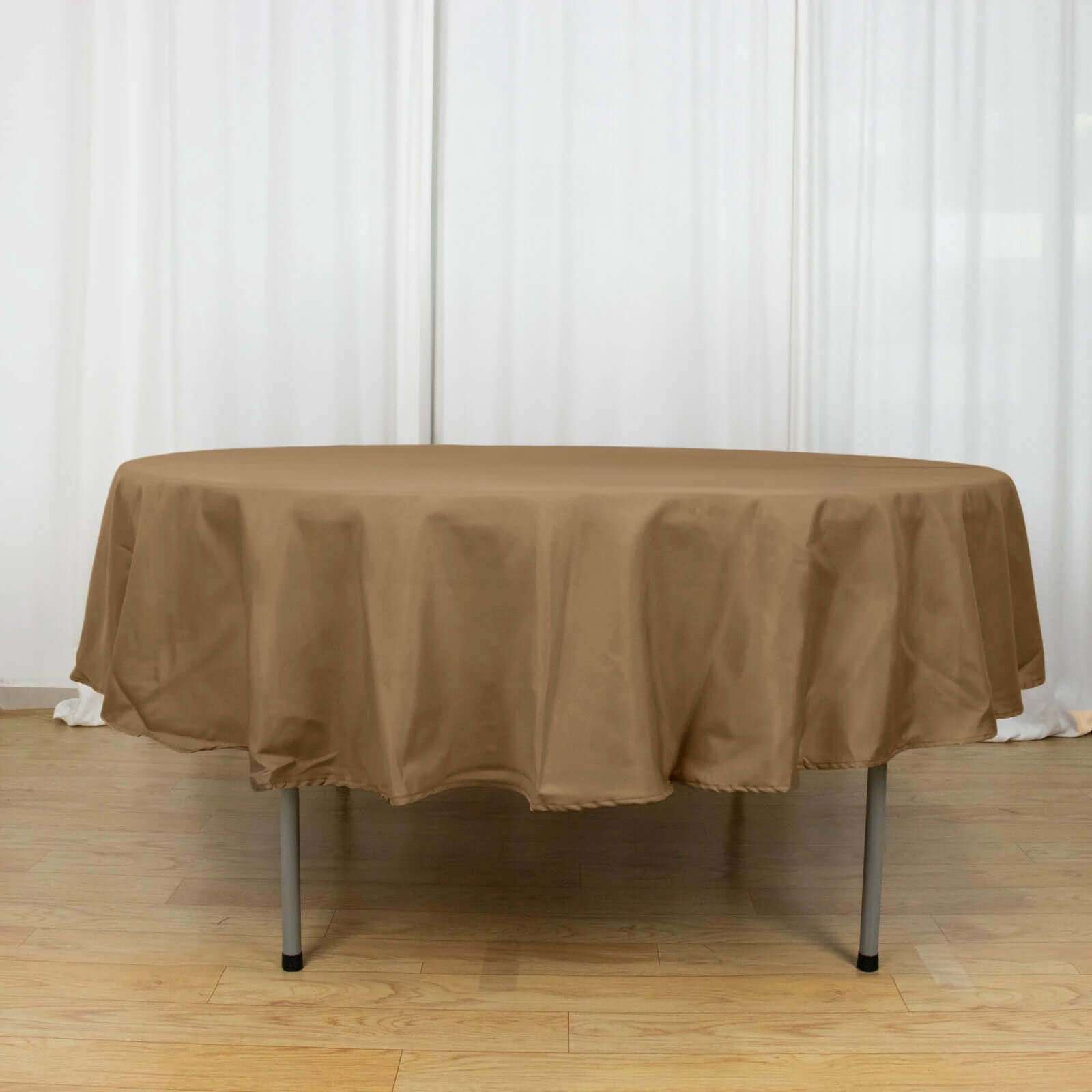 Polyester 90" Round Tablecloth Taupe - Stain & Wrinkle-Resistant Table Cover