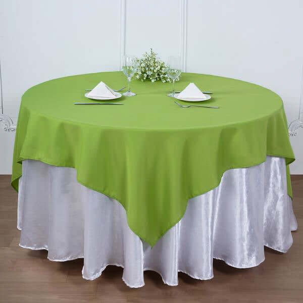 Polyester 90"x90" Table Overlay Square Tablecloth Apple Green - Wrinkle-Resistant & Durable Table Cover