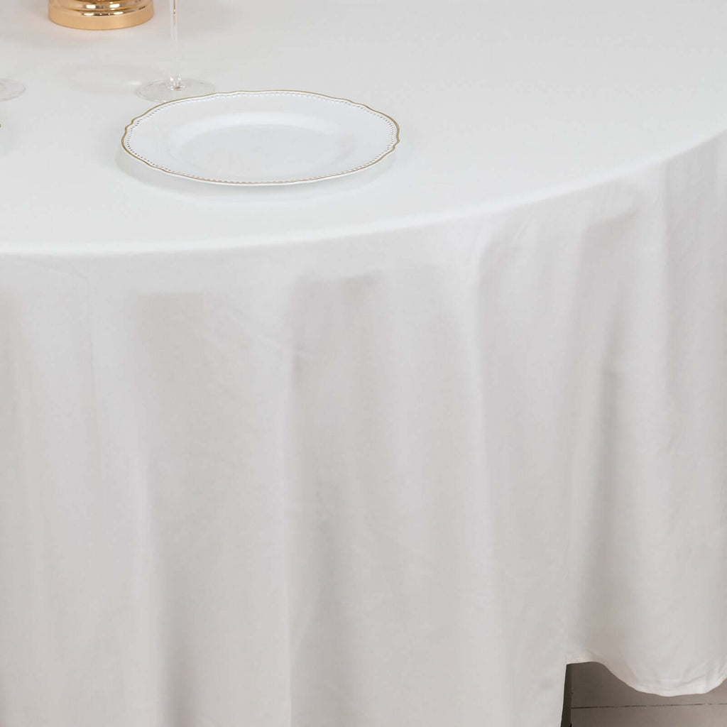 100% Cotton 108" Round Tablecloth White Linen - Sophisticated, Soft & Breathable Table Cover