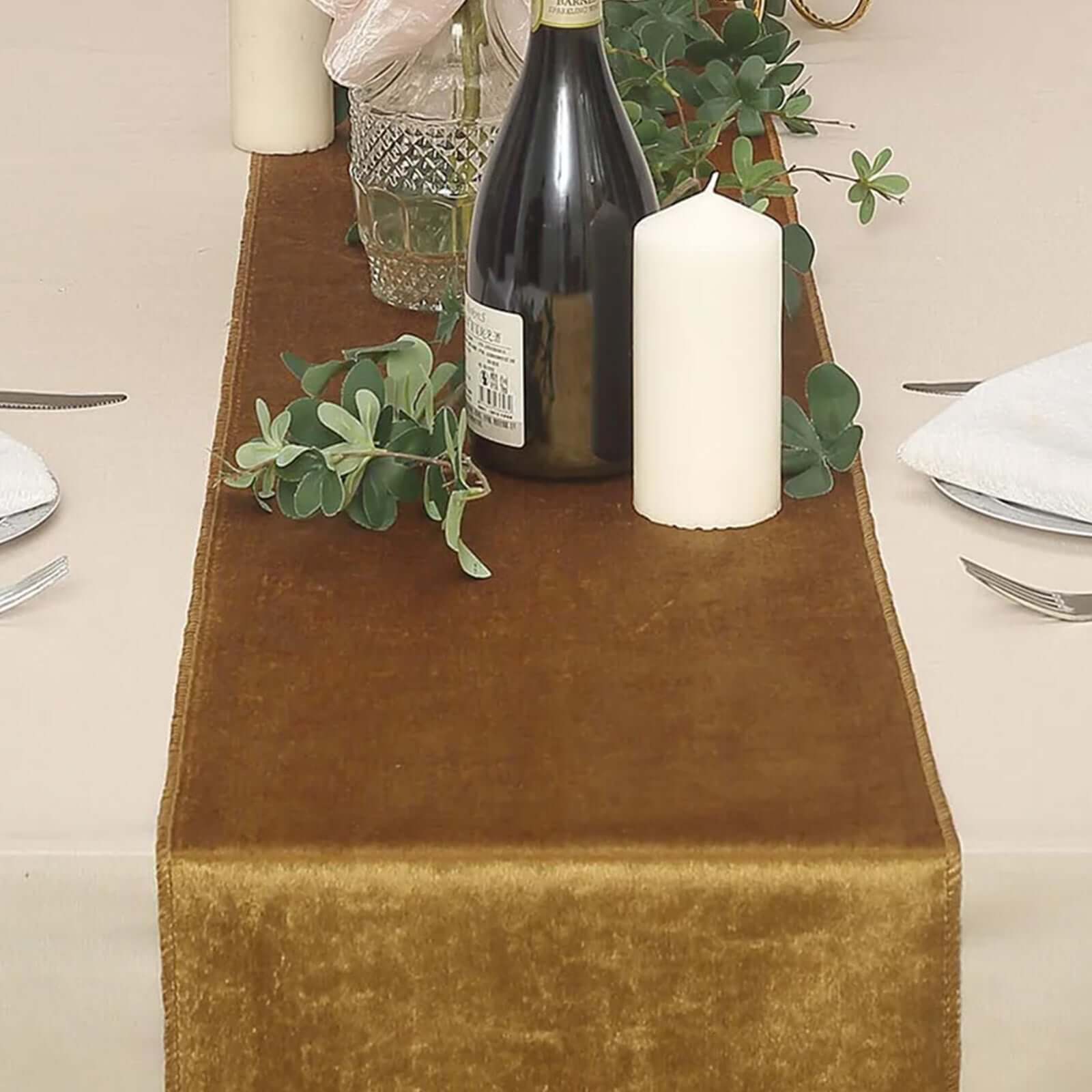Premium Velvet 12"x108" Table Runner Gold - Sheen Finish & Reusable Table Decor for Weddings & Events