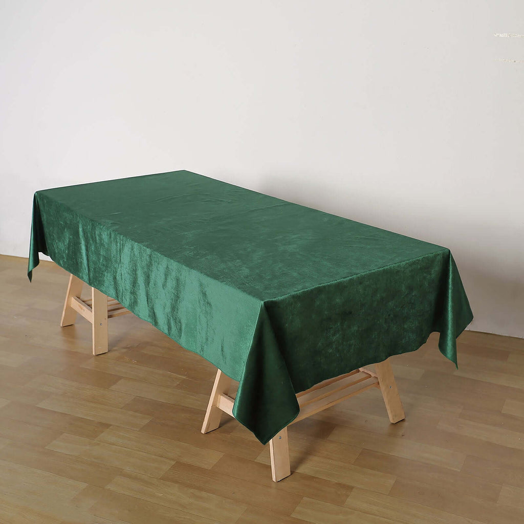 Premium Velvet 60"x102" Rectangle Tablecloth Hunter Emerald Green - Reusable & Soft Table Cover