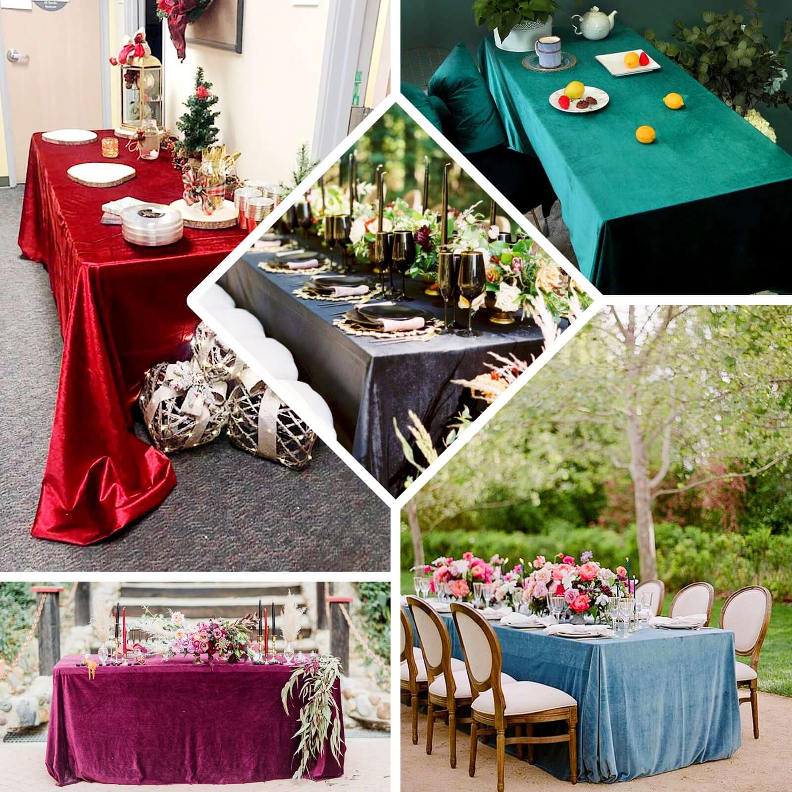 Premium Velvet 90"x132" Rectangle Tablecloth Olive Green - Reusable Soft & Seamless Table Cover
