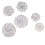 Set of 6 White Giant Carnation 3D Paper Flowers Wall Decor - 12",16",20"