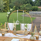 Round Wedding Arch Table Centerpiece Metal Gold - Hoop Wreath Tabletop Decor for Receptions 24"