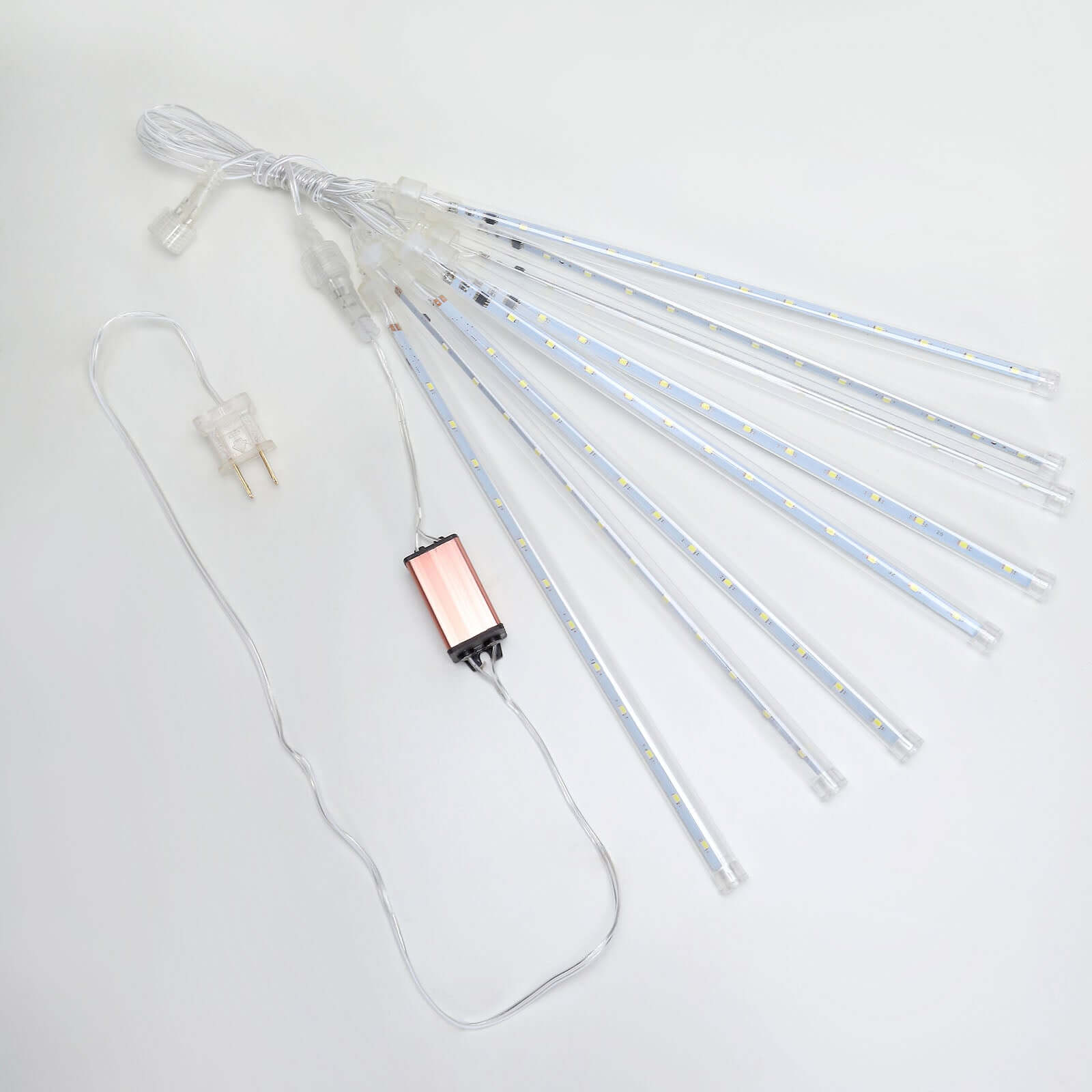 8 Tubes LED Hanging String Lights Icicle Design Clear - Waterproof Snowfall Effect 12"