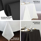 100% Cotton 90"x132" Rectangle Tablecloth White Linen - Seamless, Soft & Breathable Table Cover
