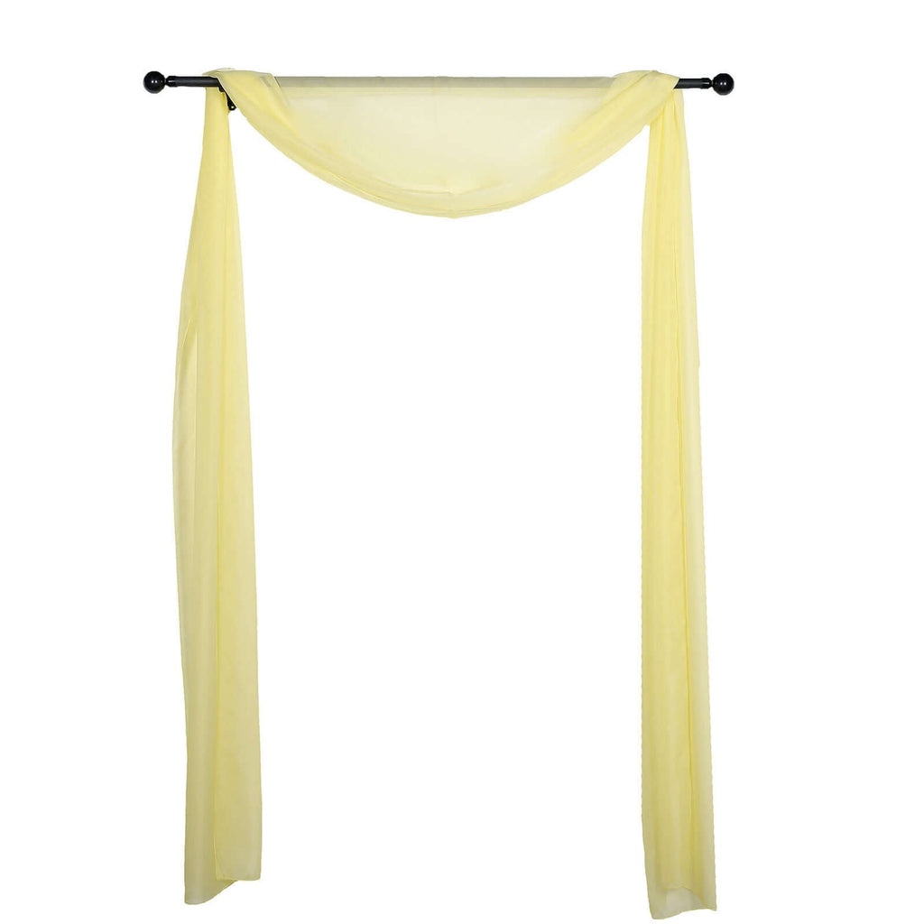 18ft Yellow Sheer Organza Wedding Arch Drapery Fabric, Window Scarf Valance