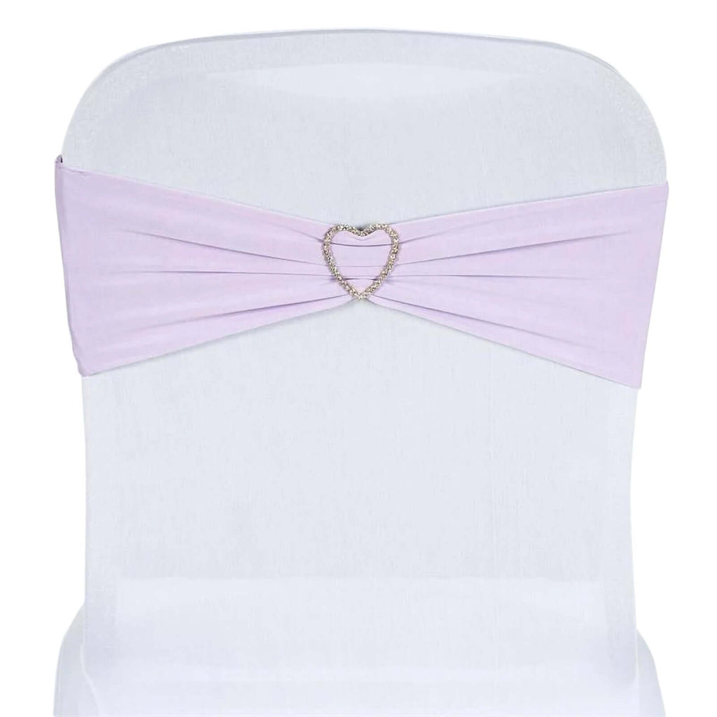 5 Pack Stretch Spandex Chair Sashes Lavender Lilac - Fitted Finish Two Ply Heavy Duty Chair Bands 5"x12"