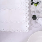 3-Tier Plastic Square Cupcake Stand Tower White - Charming Disposable Dessert Display Serving Tray Platter with Heart Wavy Edge & Gold Top Handle for Tea Parties Weddings & Special Occasions 13"