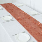Taffeta Fabric 12"x108" Table Runner Terracotta (Rust) - 3D Leaf Petal Design