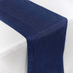 Taffeta 12"x108" Table Runner Navy Blue - Accordion Crinkle Design