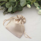 12 Pack 5"x7" Beige Satin Drawstring Wedding Party Favor Gift Bags