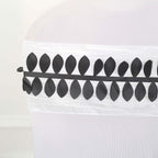 Taffeta Ribbon Sash with 4" Leaf Petal Design Black 50ft - Sophisticated Artificial Fabric Garland for Events