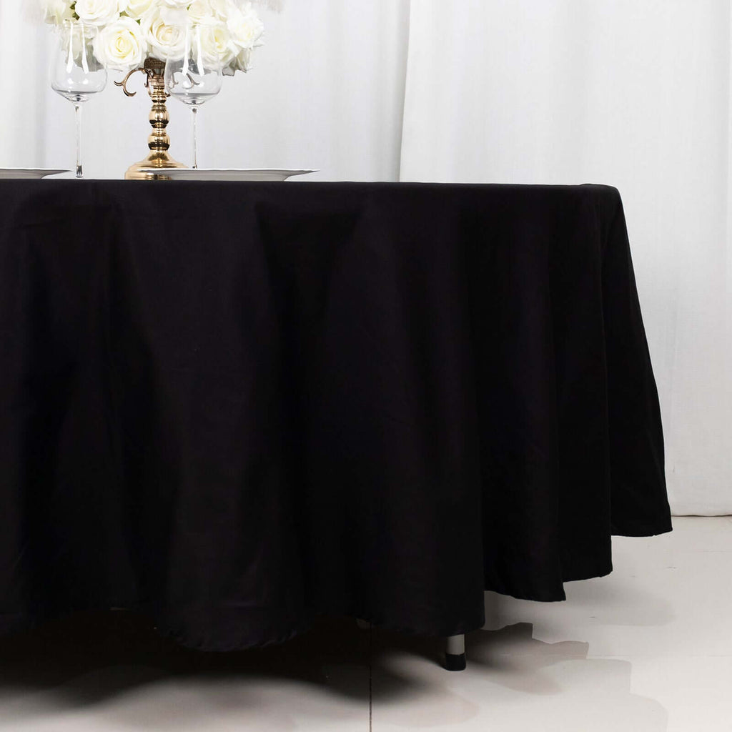 100% Cotton 108" Round Tablecloth Black Linen - Soft & Breathable Table Cover