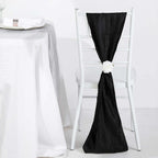 5 Pack Taffeta 6"x106" Chair Sashes Black Accordion Crinkle Texture - Stylish Decor for Weddings & Gatherings