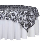 Flocking 90"x90" Table Overlay Square Tablecloth Black - Damask Design for Sophisticated Occasions