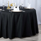 Premium Polyester 132" Round Tablecloth Black - Seamless 220GSM Wrinkle-Resistant Design for Upscale Occasions
