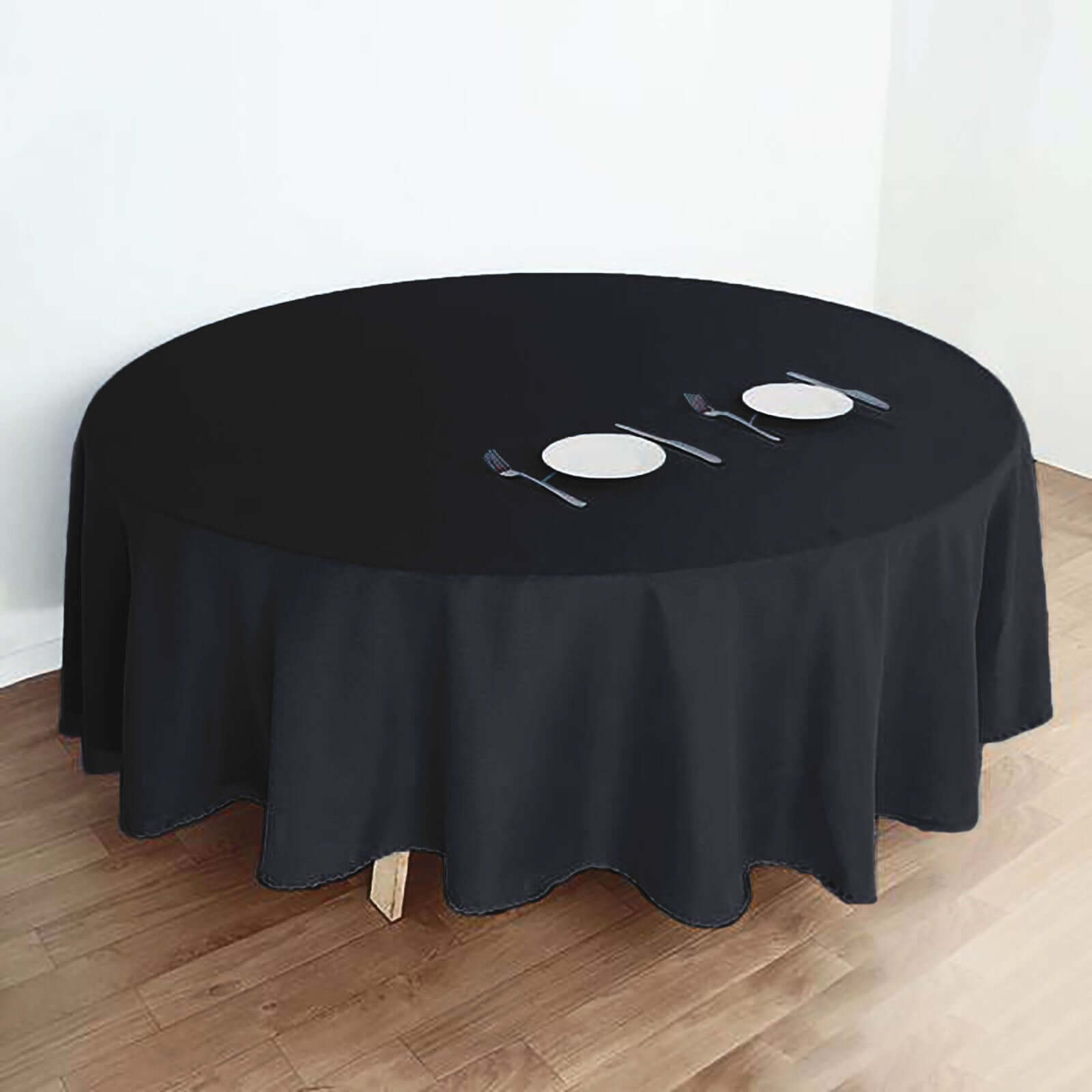 Polyester 108" Round Tablecloth Black - Wrinkle-Resistant and Stylish Table Cover